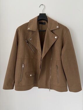 Zara Brown Suede Biker Jacket